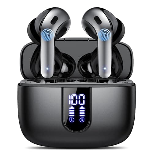Auriculares Inalámbricos Bluetooth, Auriculares Bluetooth 5.3, 4 Mic con Reducción de Ruido ENC, 50H con Graves, Cascos Inalambricos Bluetooth IP7 Impermeable, Carga Rápida USB-C, Ajuste Cómodo