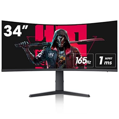 KOORUI Monitor Gaming Curvo, Pantalla Ordenador 34 Pulgadas 165Hz, 1MS, 1000R, WQHD 3440x1440, VA, DCI-P3 90%, Adaptive Sync, 2xHDMI 100Hz & Display Port 165Hz, VESA 75 * 75mm