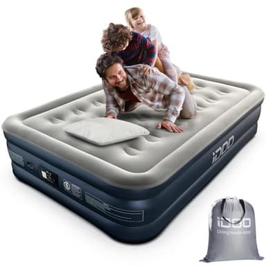 iDOO Colchón Hinchable, Cama Hinchable con Bomba de inflado incorporada.Rápido inflado y desinflado en Tan Solo 3 Minutos,para el hogar, 137x193x46cm, Peso máximo:295kg, Cama Matrimonial