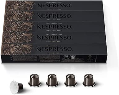 Nespresso Original Cápsulas de Café Roma, 50 Cápsulas para Máquina de Café, Cafetera, Tueste Ligero con Notas Amaderadas