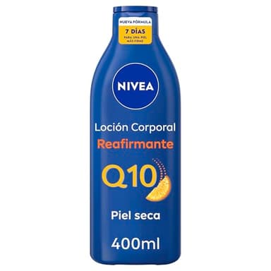 NIVEA Q10 Body Milk Reafirmante (1 x 400 ml), crema hidratante corporal 72h para piel seca, crema reafirmante corporal con Collagen Boost Complex, Vitamina C y Q10 puro