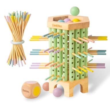 Juguetes Montessori, Juegos de Mesa Niños Niñas 3 4 5 6 7 8 años Regalo, Juegos Educativos Desarrollo Cognitivo Habilidades Motoras, Juguete Torre de Madera, Juego Familiar Fiestas Viaje Dados