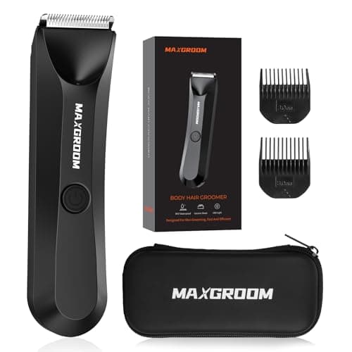 MAXGROOM Afeitadora Corporal Masculina, Depiladora Corporal Hombre con luz LED,apta para la ducha, para Barba, Axilas, Pechos, Piernas, Genitales y otras Zonas Intimas, Color Negro