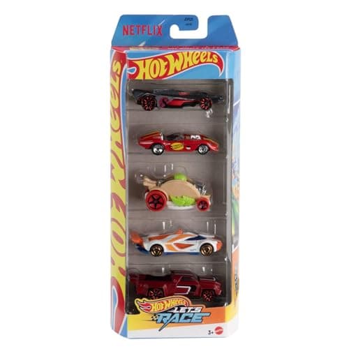 Hot Wheels Conjunto de 5 coches metálicos de juguete a escala 1:64 inspirados en la serie de dibujos Hot Wheels, a correr de Netflix, JDR20