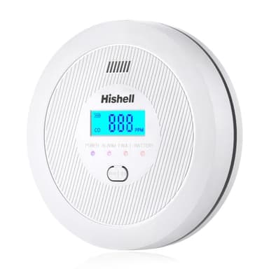 Alarma detectora de monóxido de Carbono, Sensor con Vida útil de 10 años, Monitor Detector de CO con botón de Prueba y Pantalla LCD, Alarma de CO alimentada por batería para el hogar, RV