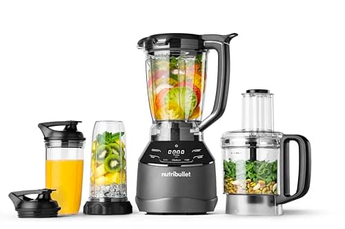 nutribullet triple Prep System, batidora eléctrica, batidora de vaso profesional multifunción, 1500 vatios de potencia, 3 electrodomésticos, negro, NBF580B