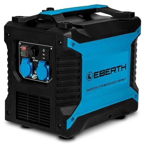 EBERTH Generador de Corriente Inverter 2000 W 3 CV, 2x Generador 230V con motor de gasolina de 4 tiempos, 2x USB, Generador de Corriente Portátil, Central Eléctrica Portátil 78,8cc 1 cilindro