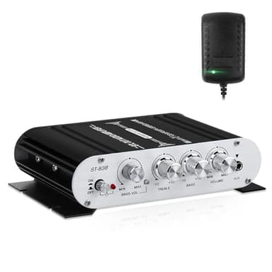 Amplificador de Audio HiFi, Amplificador estéreo de 2,1 Canales, RMS 20 W x 2 + 40 W ST-838 con Salida de subwoofer Clase D, Mini Amplificador Digital, Receptor con AUX para el hogar, Altavoz de