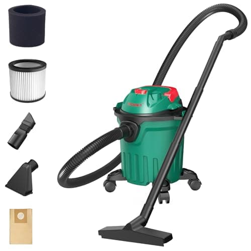 HYCHIKA Aspirador en Seco y Húmedo, 3 in 1 Aspiradora Industrial de 1000W, Lava-aspiradora 12L de Agua con Filtro, para Limpieza Interior y Exterior
