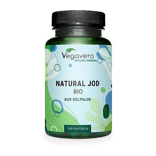 Yodo Natural Vegavero® | Dosis Óptima: 150 µg | Sin Aditivos | Alga Kelp BIO (PureSea®) | Tiroides + Drenaje + Metabolismo* | 180 Cápsulas (6 meses) | Hipotiroidismo, Thyroid Energy