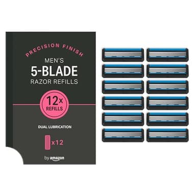 by Amazon Recambios de cuchillas de cinco hojas para hombre, Paquete de 12 unidad
