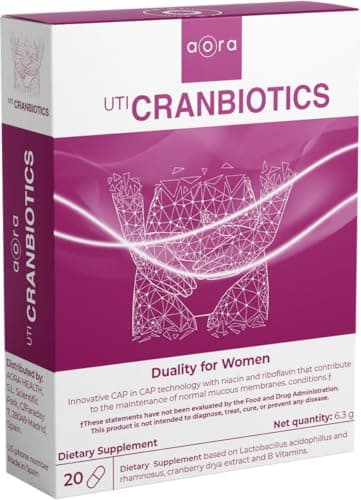 AORA UTI CRANBIOTICS | Probioticos mujer flora intima | Arandano rojo para la cistitis | Infección de orina mujer | Tratamiento candidiasis | Vegano| Vitamina B | Ingredientes naturales