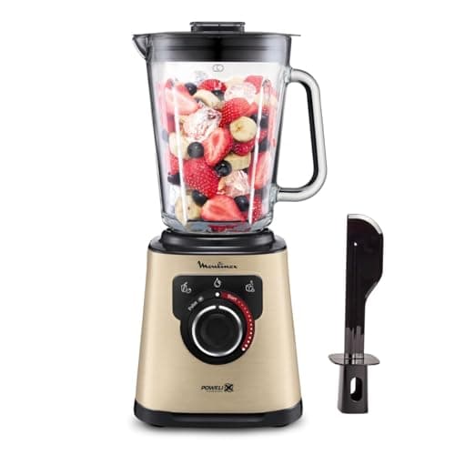 Moulinex Perfect Mix + Batidora de vaso, 1200 W, cuchillas Powelix, capacidad 2 L, sistema de refrigeración, batidos, licuados, mocktails, tritura hielo, limpieza automática, LM871A