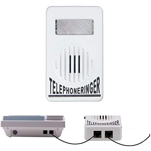 BODYA Timbre de teléfono con amplificador de luz estroboscópica, timbre de teléfono extrafuerte, color blanco