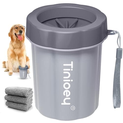 Tinioey Limpiador Patas Perro Pequeños y Medianos (Viene con 3 Toallas Absorbentes), Perros Accesorios, con Cerda de Silicona Suave Extraíble Para Limpiar Patas de Perros Sucia y Embarradas
