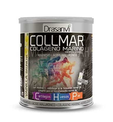 Drasanvi COLLMAR Colágeno Marino Hidrolizado con Ácido Hialurónico, Magnesio, Vitamina C | para cartílagos, huesos y piel | Sin edulcorantes |Alta dosis 9.717 mg/dia |300g de polvo | Sabor Vainilla