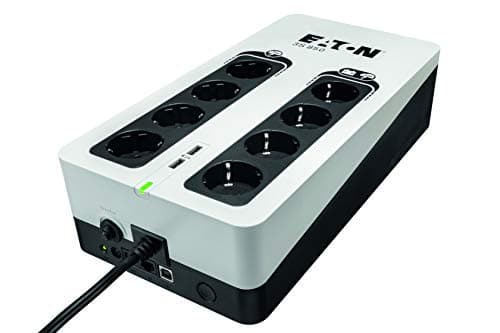 Eaton 3S UPS 850 DIN - Off-Line UPS - 3S850D - Sistema de alimentación ininterrumpida SAI - 850 VA (8 Salidas Tipo DIN, 2 Puertos de carga USB Tipo A) - Negro y Blanco