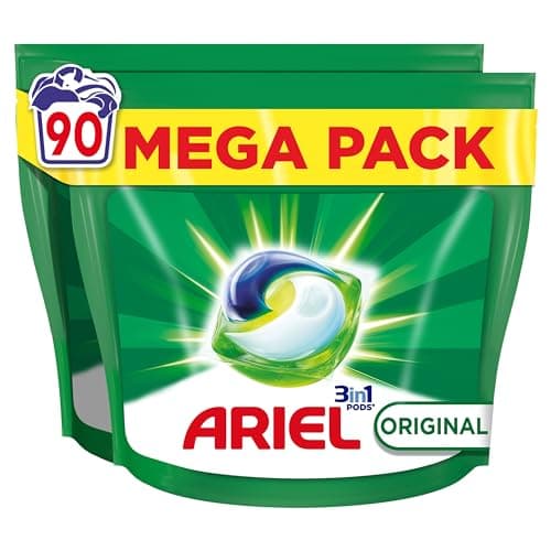 Ariel Todo En 1 PODS, Detergente Líquido Para Lavadora 90 Cápsulas Original Lavados, 5 Acciones Para Una Limpieza Increíble