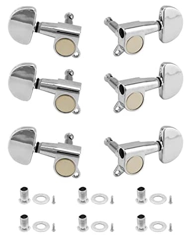 QWORK 6 Piezas 3L3R clavijero guitarra, Clavijas Afinación de Guitarra, cabezas de máquina de guitarra, para guitarras eléctricas o acústicas, plata galvanizada