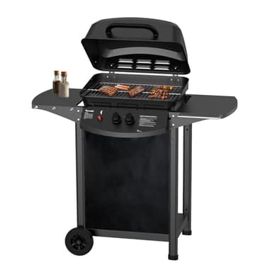 Topwish barbacoa de gas,barbacoa gas 2 quemadores,estante plegable para lat, con ruedas, 6000W,106.44 * 55.6 * 103.85cm