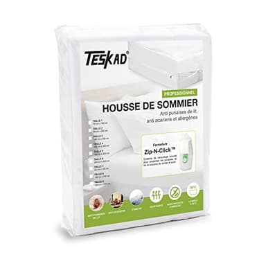 Funda de somier profesional Teskad (140 x 190/200 cm) – Anti chinches, ácaros y alérgenos
