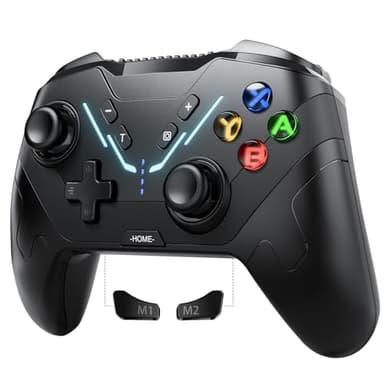 Diswoe UPGRADE Nuevo Mando Switch, Mando Inalámbrico para Switch/OLED/Lite/PC con Luces, Efecto Hall, Mando PC Mando Pro con Wake Up/Programable/Doble Vibración/Turbo/Gyro Axis/Captura de Pantalla