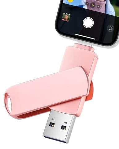 Xylovo 512 GB Llave USB para iPhone Almacenamiento, disco duro externo iPhone teléfono móvil transferencia de fotos para Smartphone (rosa)