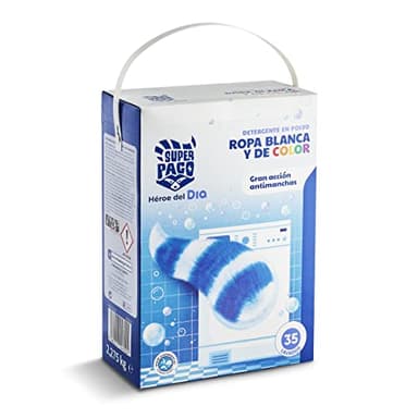 DIA SUPER PACO detergente máquina polvo blanca y color maleta 35 cacitos