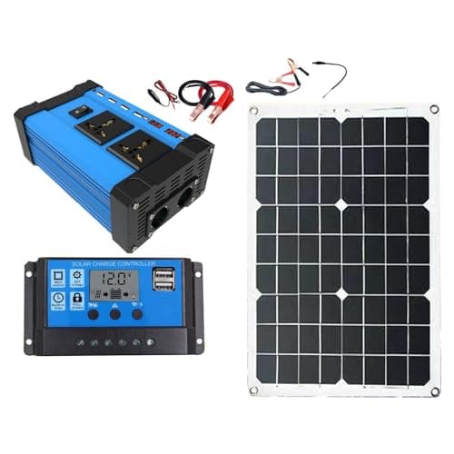 DADEA Kit de Panel Solar, Kit de Sistema Solar Doméstico de 300 W, Inversor de 12 V a 220 V, Panel Solar de 18 W 18 V con Controlador, Sistema de Generador Solar para el Hogar