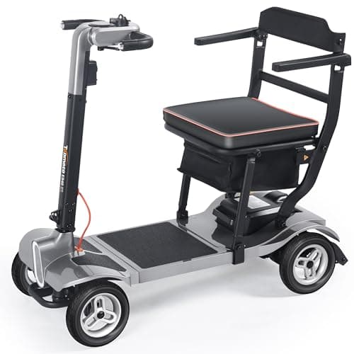 TopMate ES40 Patinete de Movilidad para Adultos, Ligero Plegable, Patinete Eléctrico Plegable para Personas Mayores con Batería Extraíble, Luces LED y Bolsa de Almacenamiento - Plata Negro