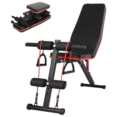 Banco de Mancuerna Plegable Inclinable Banco de Pesas Musculación Multifuncional para Entrenamiento Completo Máquina de Fitness Gimnasio Hogar