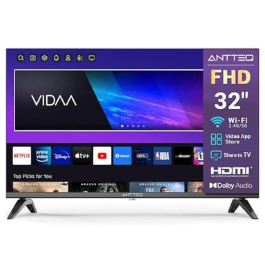 Antteq Vita Smart TV 32 Pulgadas,(Televisores 81cm) Full HD,App Store,Share to TV,Netflix/Youtube/Pluto TV,WiFi,Modelo 2024