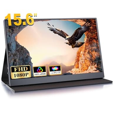COOLHOOD Monitor Portatil, 15.6 Pulgadas Pantalla Ordenador 1080P FHD, IPS Portable Monitor 100% SRGB, Pantalla Portatil USB C/Mini HDMI, para Móvil/Laptop/PC/PS5