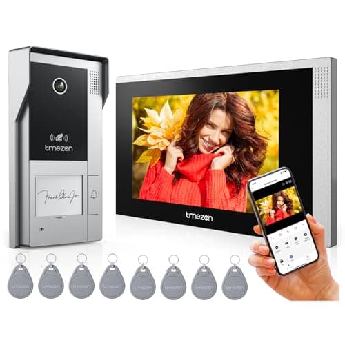 TMEZON Videoportero WiFi 4 Hilos,Timbre Video Sistema Intercomunicador,Pantalla táctil IP de 7",1080P Timbre con Camara,Grabación y reproducción,detección de movimiento,Desbloqueo por App/tarjeta RFID