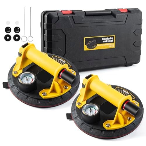 2-Piece 8’ Glass Suction Cup Vacuum Lifter with Manometer and ABS Hand Pump, Glass Vacuum for Flat Glass.