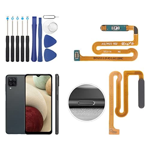 RongZy Dactilares Botón de Encendido Cable para Samsung Galaxy A12 SM-A125U con Reparación Herramientas Accesorios de reemplazo de Cable Flexible de Huella Dactilar para teléfono