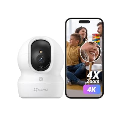 EZVIZ 4K Cámara Vigilancia WiFi Interior 360°, Cámara IP 8MP AI Deteccion de Personas/Ruido, Vision Nocturna en Color, Seguimiento y Zoom Automático, Llamada Bidireccional, Soporta 512GB, CP1 Pro