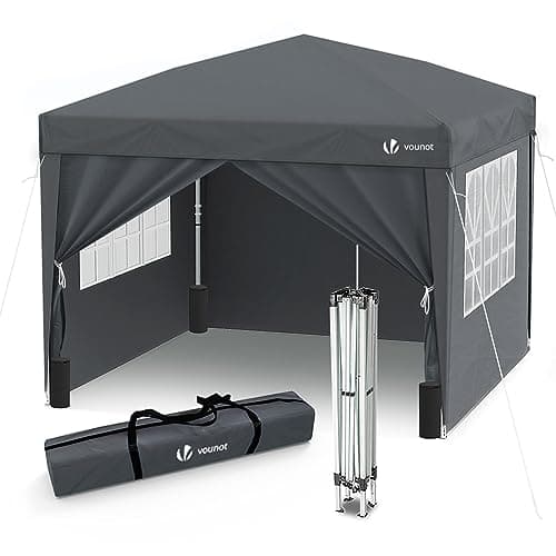 VOUNOT Carpa Plegable Gazebo 3x3m con 4 Paredes y 4 Bolsas de Arena, Cenador Pabellón de Jardín para Camping, Fiestas, Exterior, Color Gris