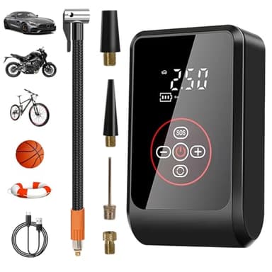 LOVPIS Compresor Aire Portátil, Inflador Ruedas Coche, 4000 mAh Compresor Aire Coche, 150PSI Hinchador Ruedas Coche con Pantalla LCD Digital, Bomba de Aire Bicicletas, Scooters, Moto, Coche, Pelotas