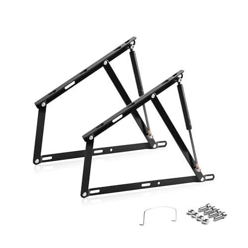 duehome | Pack 2 Hidraulicos de 1100NW + Arco de Agarre, Juego de 2 Bisagras para Canapes Abatibles, Acabado en Negro