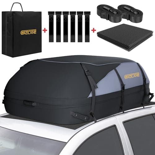 GADLANE Bolsa de techo para coche, 20 pies cúbicos (550 litros), impermeable, para automóviles con/sin portaequipajes con 6 correas resistentes, alfombrilla antideslizante y bolsa de almacenamiento
