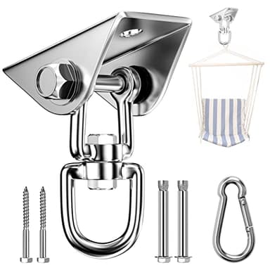Relota Pesada Gancho de Techo Acero Inoxidable 450 kg Capacidad de Carga 360 ​​° Rotación, Anclaje Pared con fijación de Tornillo para Silla Colgante, Columpio, Yoga, Saco de Boxeo, Hamaca