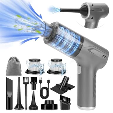 Aspiradora de Mano, Aspirador Coche Potente, 20000PA Escoba de Aspiradora Sin Cable - 4 en 1 USB Recargable Mini Aspiradoras, Inalámbrica Aspiradores de Mano Portatil para Pelo Mascotas, Casa, Cocina