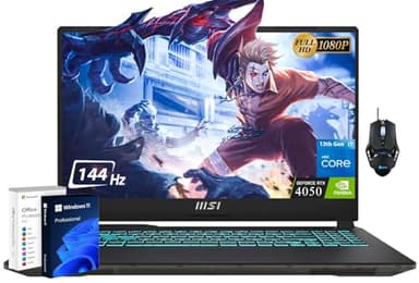 MSI Cyborg 15 Laptop para Juegos Windows 11 Pro, 15.6 Pulgadas FHD 144Hz, Intel 10-Core i7-13620H, 32 GB DDR5 RAM, 1 TB SSD, GeForce RTX 4050, Teclado retroiluminado, Wi-Fi 6, Licencia de por Vida de