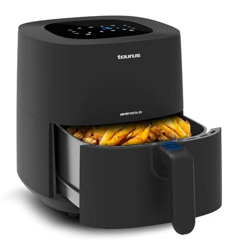 Taurus Air Fry Digital 6S - Freidora de Aire, 1700W, 5.5L Capacidad, 8 programas, hasta 200ºC, Temporizador 60 min, Digital, 6/7 raciones, Piezas Desmontables aptas lavavajillas, Libre BPA y PFOA