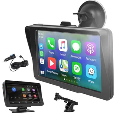 Portátil Carplay Inalambrico Pantalla Wireless Android Auto, Display AirPlay/Mirror Link Multimedia Monitor Bluetooth Manos Libres Pantalla Táctil 7 Pulgadas Radio Receptor FM, Soporte AUX/TF