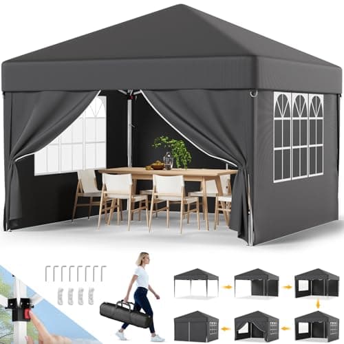 Devoko Carpa,3x3 Impermeable Estable a Prueba de Frío Carpa,3 Plegable Ajustable en Altura,Tienda Plegable,Protección UV 50+,Tienda con Bolsa de Transporte Carpas para Exteriores,Carpa Camping,Gris
