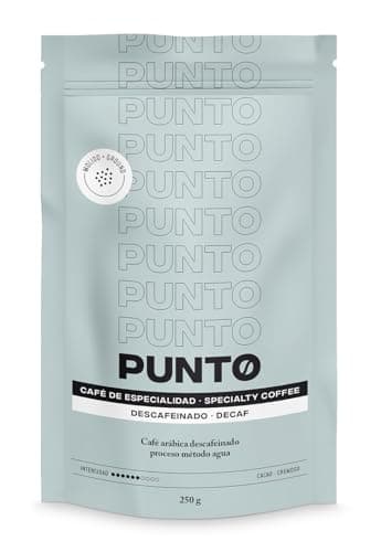PUNTO - Café Descafeinado Molido - 250 g - Café de Especialidad - Water Decaf - Café 100% Arábica - Notas a Cacao - Sabor Chocolate Dulce - Cuerpo Medio