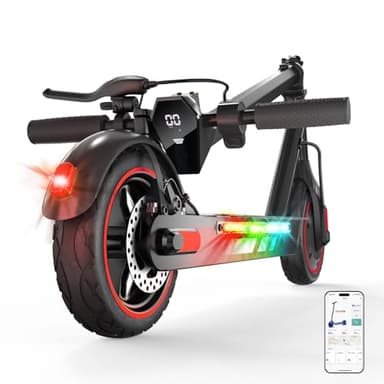 Patinete Eléctrico Adultos Plegable, Scooters Eléctricos 10" Neumáticos, Velocidad Máxima 25 KM/H, Batería 36V 15Ah, Autonomía 35-45 KM, Carga de 120 kg, App de Control, Rojo