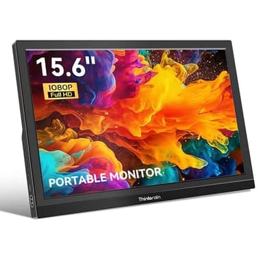 Thinlerain Monitor portátil de 15,6 Pulgadas 1920 x 1080 FHD Pantalla para Videojuegos, HDMI, Tipo C(USB-c) Puertos para MacBook, PC, Ordenador portátil, Raspberry Pi, Xbox, PS4, Altavoz Integrado
